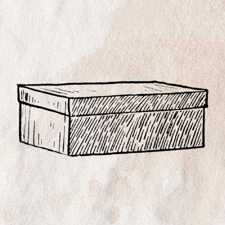 ペンで描かれた、靴箱のような長方形の箱。透過加工済みのフリー素材