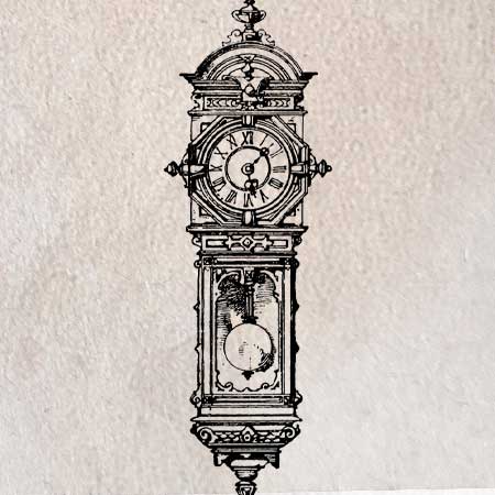 アンティークな時計の絵、イラスト フリー素材 透過